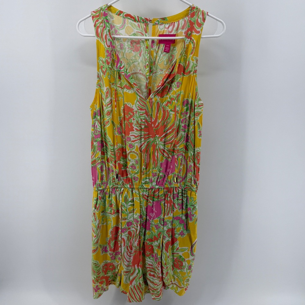 Lilly Pulitzer for Target Women Yellow Floral Sleeveless Romper Size Medium